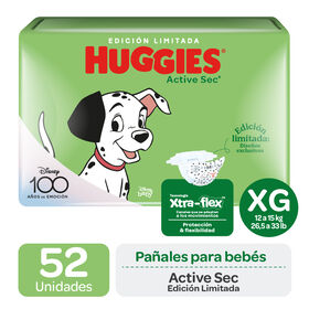 Pañales Huggies Active Sec Xtra Flex Pack (1 paq. x52 un) Talla XG